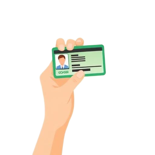 Hand holding driver's license